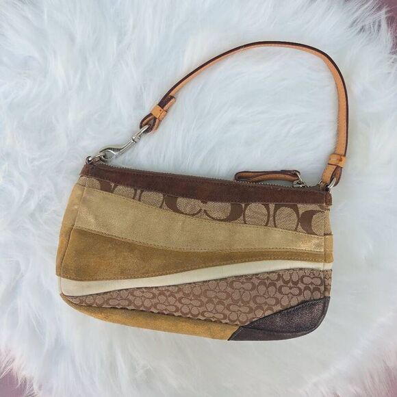 Coach Y2K Demi Striped Leather, Suede and Canvas Signature C Shoulder Bag - Picture 3 of 10